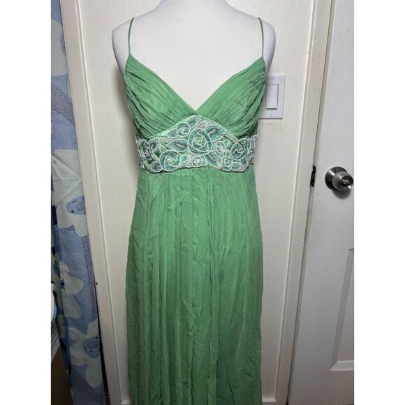 BCBGMaxAzria Gown Dress Maxi Beaded Silk y2k fairy fairycore empire waist prom - Picture 2 of 8